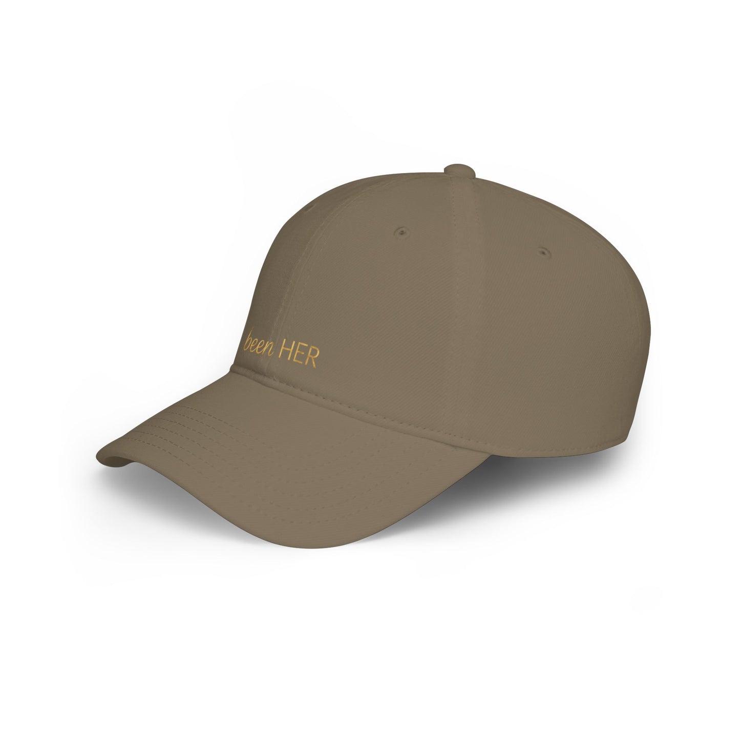 Been HER Embroidered Baseball Cap — Minimalist Gold Script Low-Profile Hat for Women