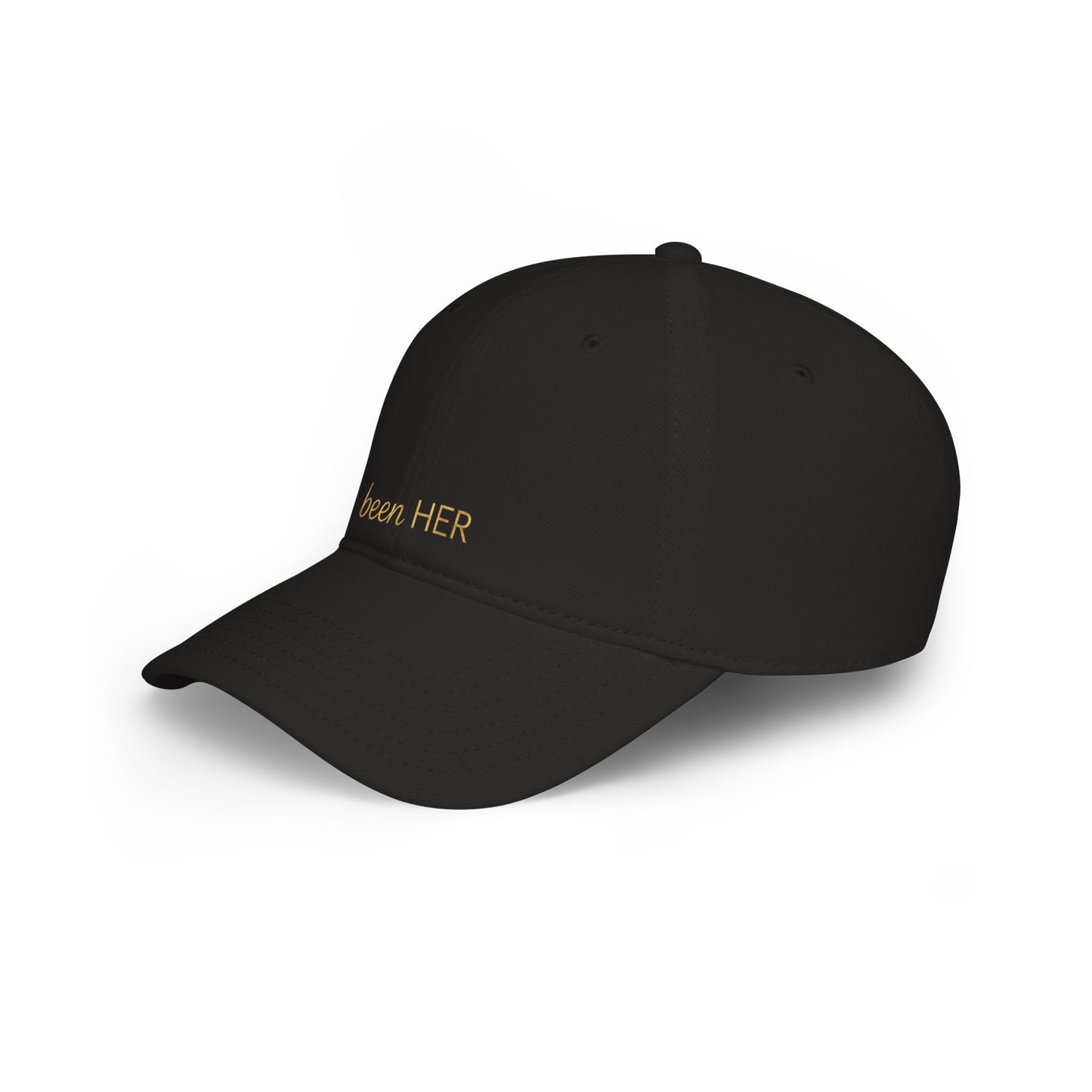Been HER Embroidered Baseball Cap — Minimalist Gold Script Low-Profile Hat for Women