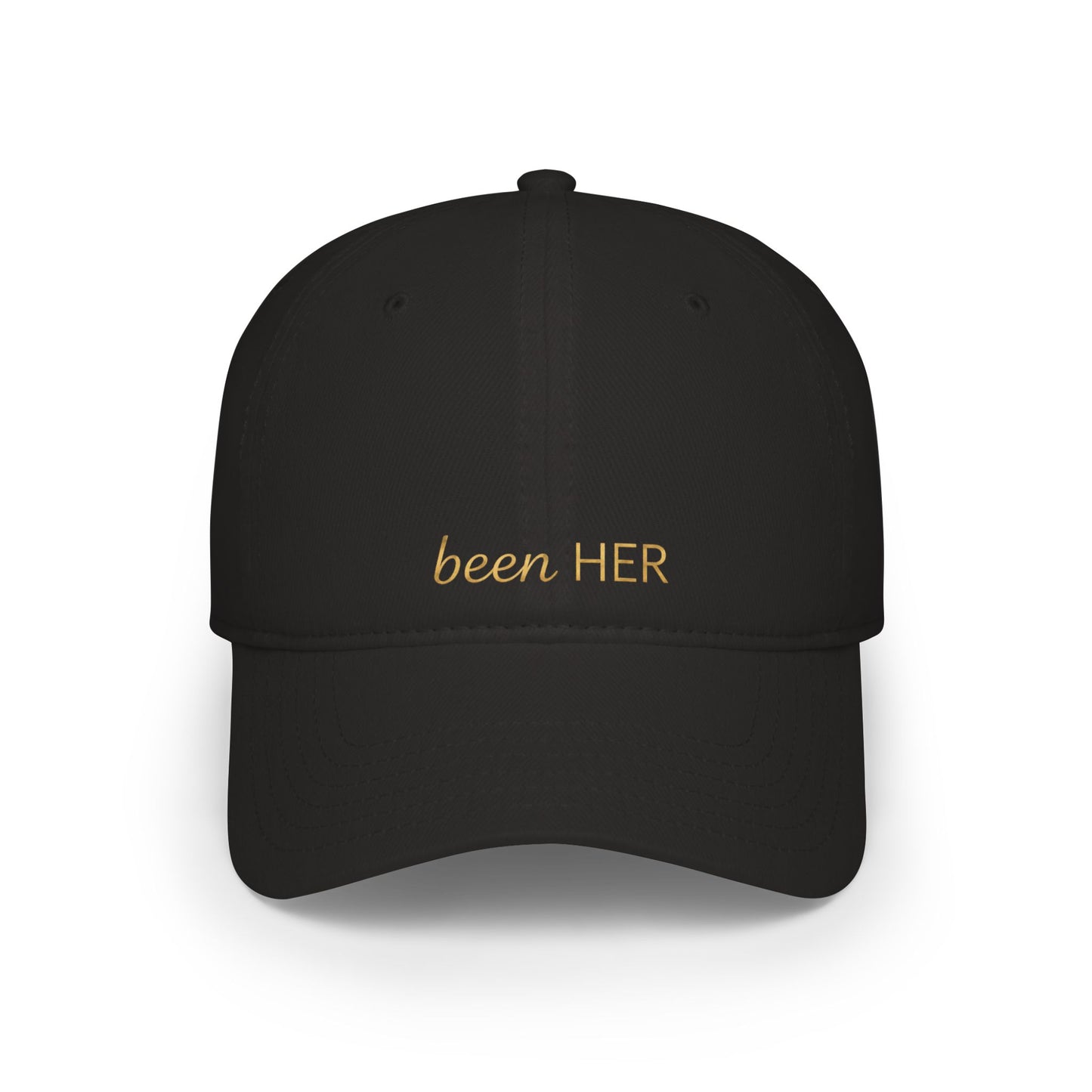 Been HER Embroidered Baseball Cap — Minimalist Gold Script Low-Profile Hat for Women