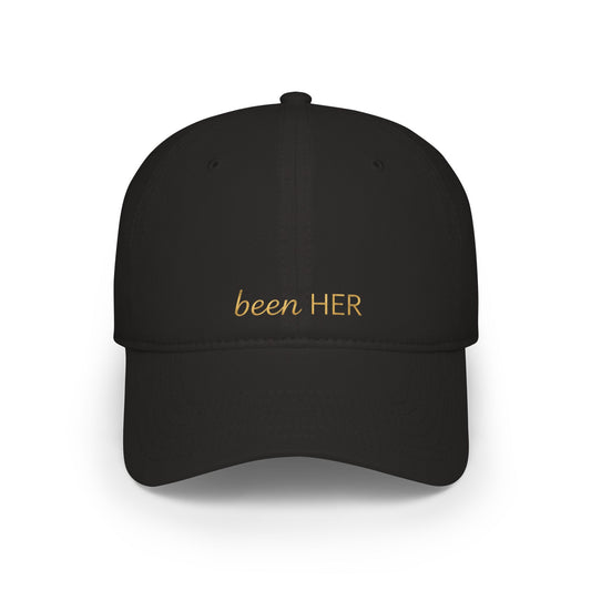 Been HER Embroidered Baseball Cap — Minimalist Gold Script Low-Profile Hat for Women