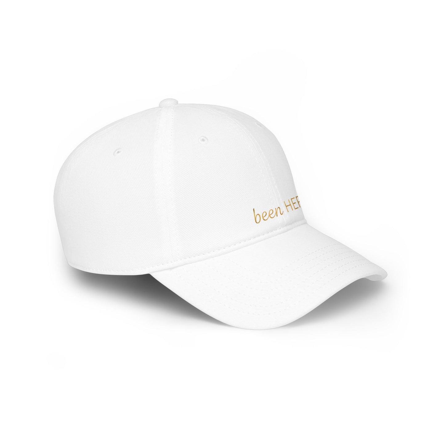 Been HER Embroidered Baseball Cap — Minimalist Gold Script Low-Profile Hat for Women