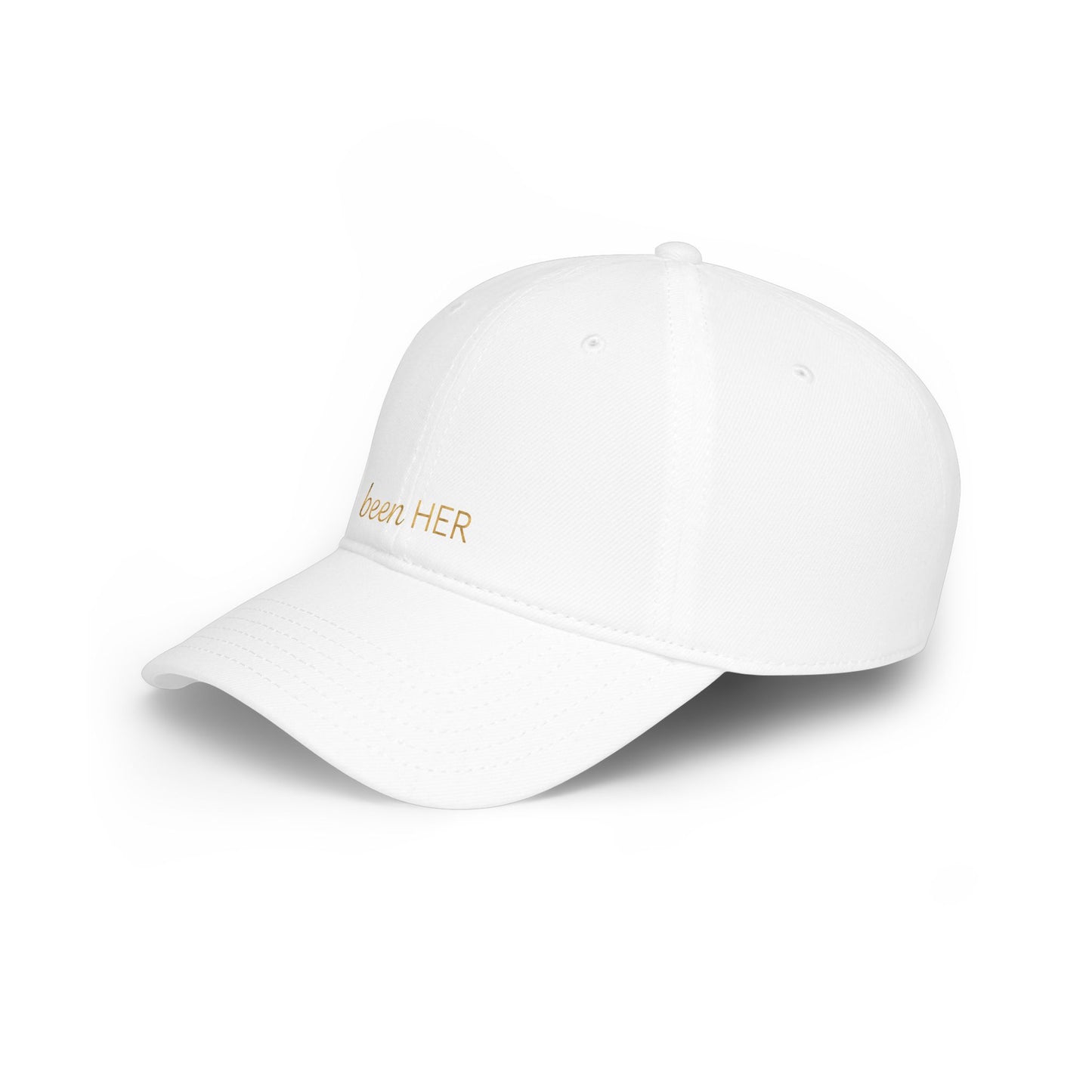 Been HER Embroidered Baseball Cap — Minimalist Gold Script Low-Profile Hat for Women