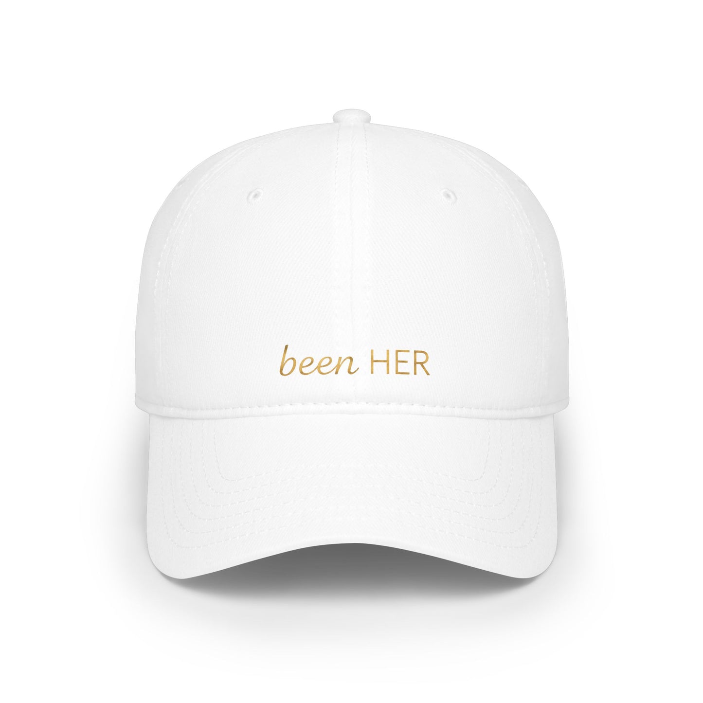 Been HER Embroidered Baseball Cap — Minimalist Gold Script Low-Profile Hat for Women