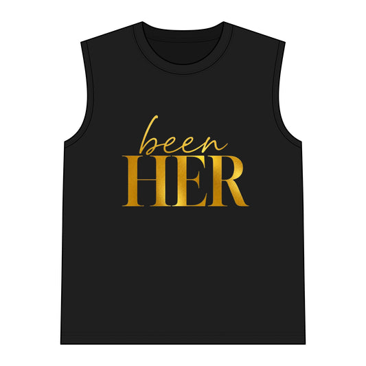 Been Her Muscle Tank — Inspirational Gold Script Women’s Tank Top