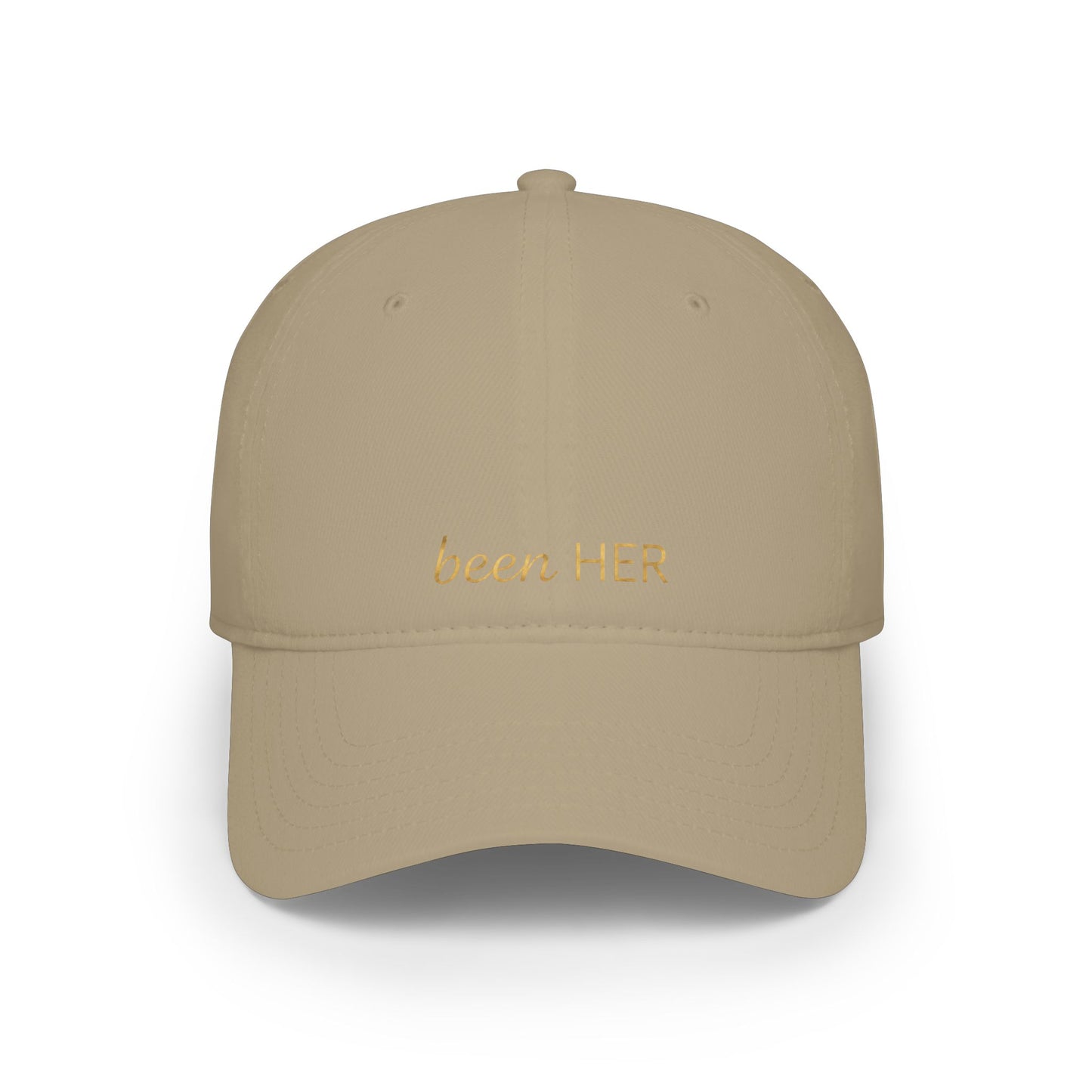 Been HER Embroidered Baseball Cap — Minimalist Gold Script Low-Profile Hat for Women